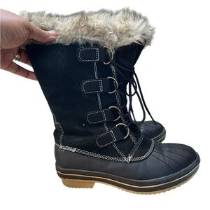 Leather & Faux Fur Waterproof Winter Boots- Target Brand - Women's Size 6